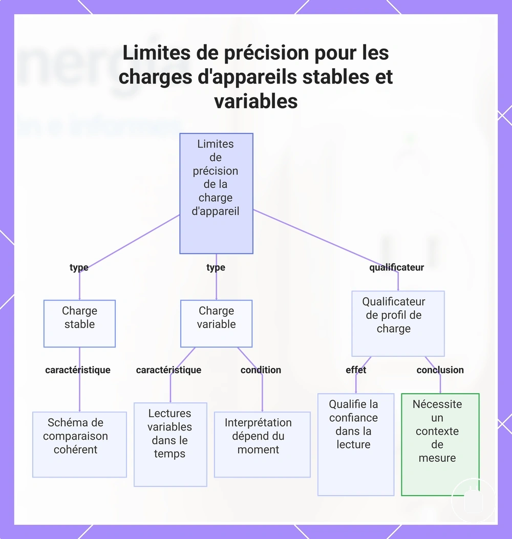 Limites de précision pour les charges d'appareils stables et variables