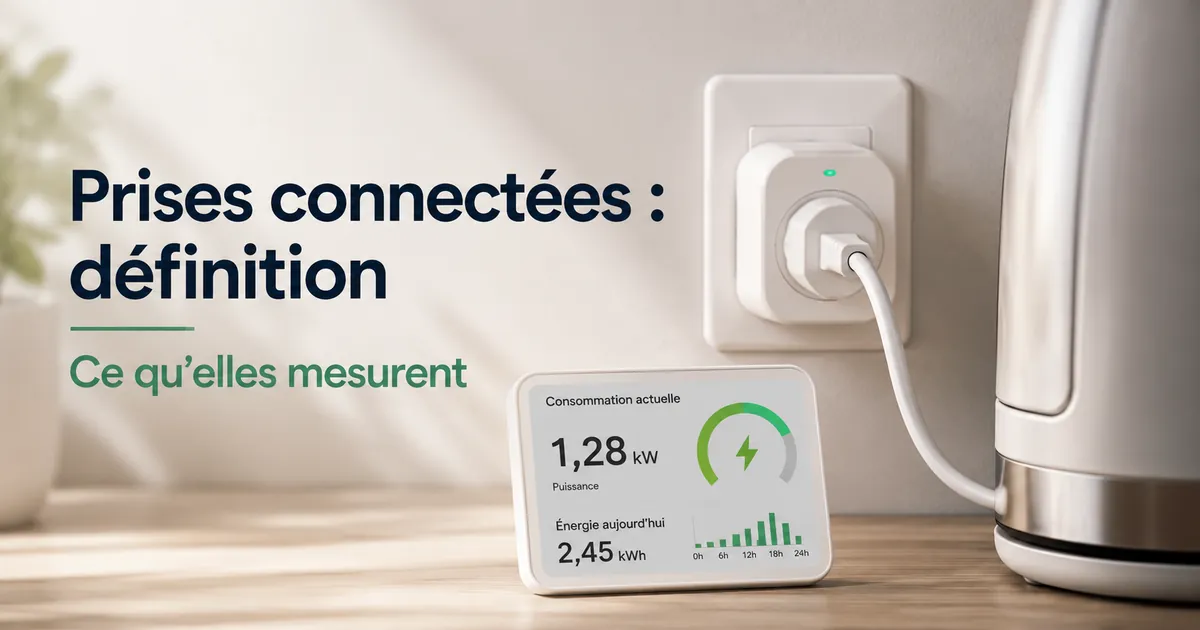 Prise connectée avec suivi de consommation mesurant l’électricité utilisée par un appareil branché