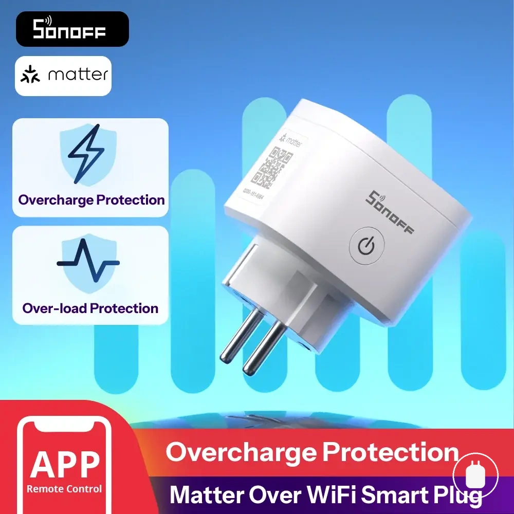 Plugue inteligente Matter WiFi com monitoramento de energia elétrica