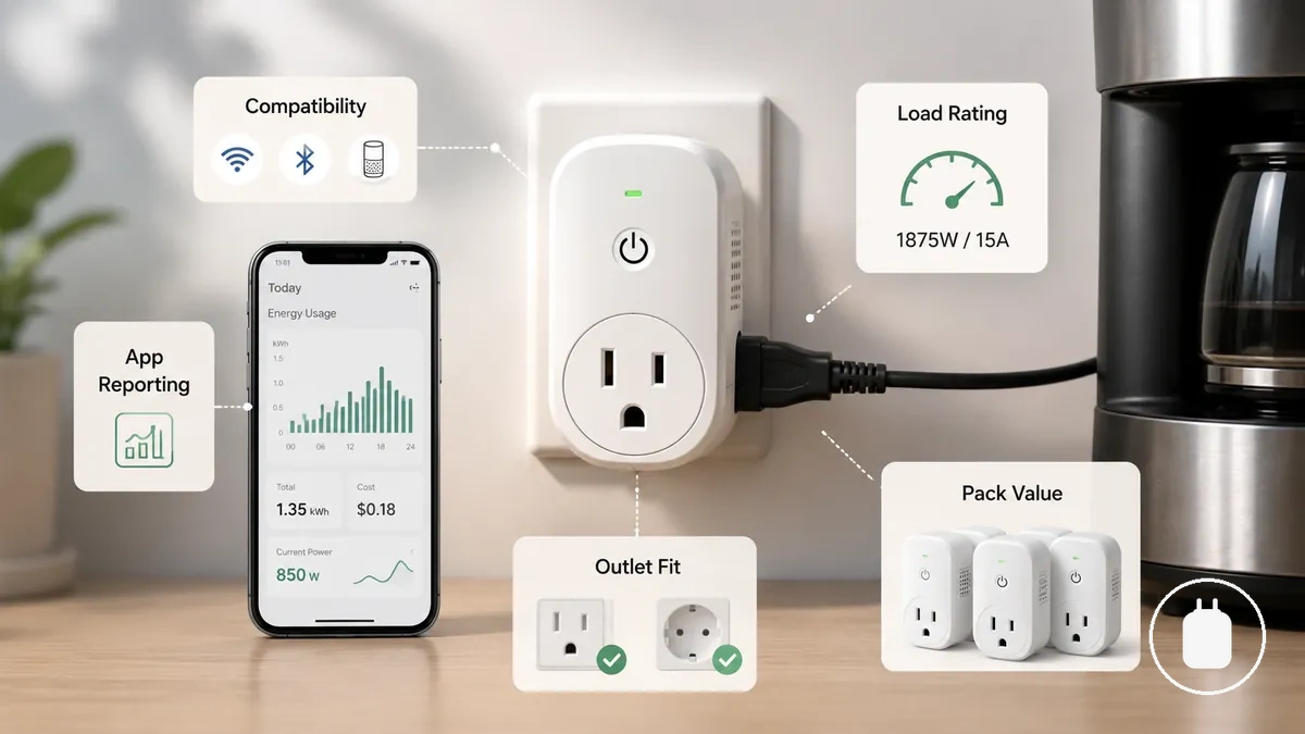 Critérios de comparação para escolher um plugue inteligente com monitoramento de energia