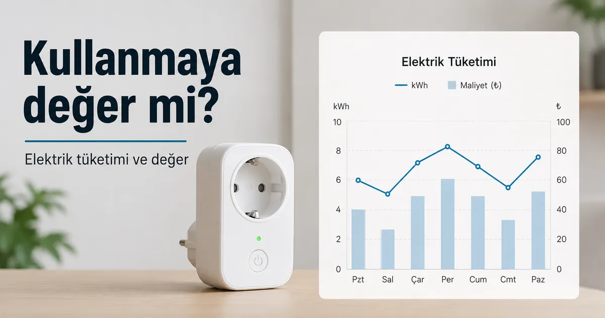 Değer karşılaştırması için elektrik tüketim grafiğinin yanında enerji izleme özellikli akıllı priz