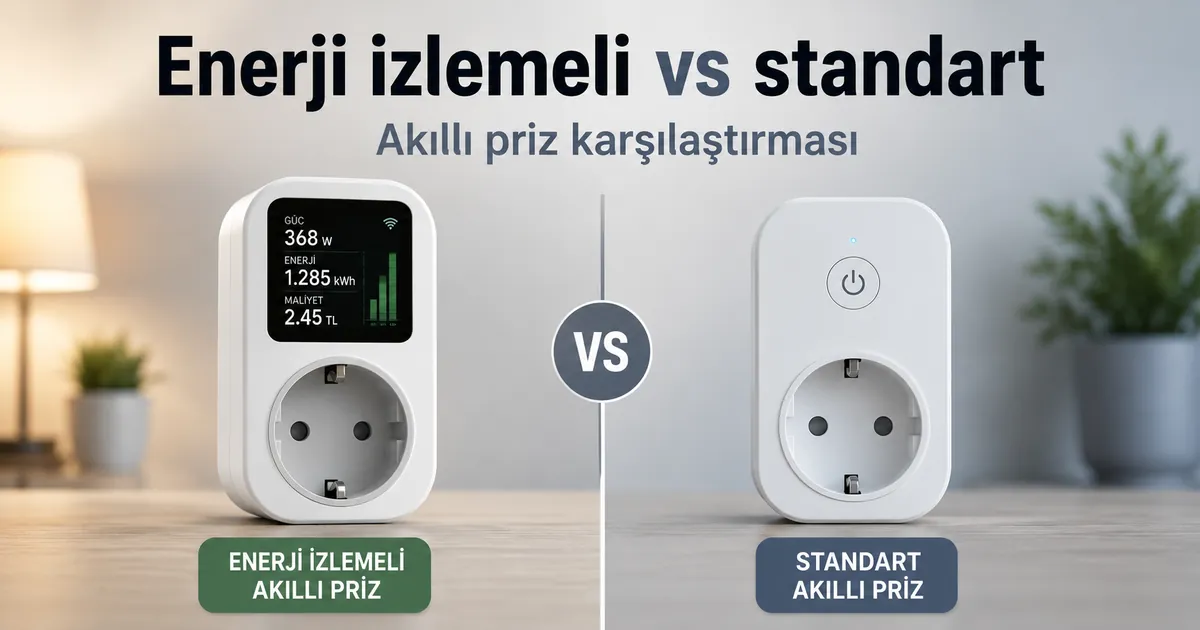 Enerji izleme özellikli akıllı priz ile standart akıllı priz karşılaştırması